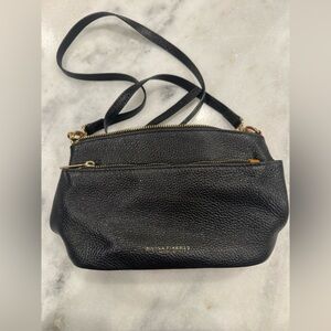 Divina Firenze Black Pebbled Leather Crossbody Bag | Made in Italy | Double Zip